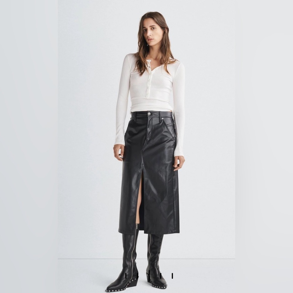 NWT Rag & Bone Sid Faux Leather Skirt Midi